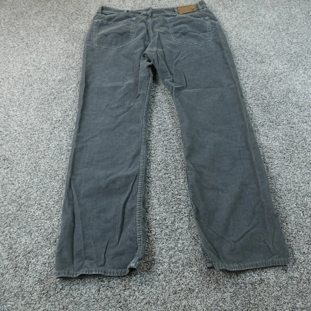 VTG American Eagle Pants Mens 38X32 Gray Corduroy Straight Chino 5 Pocket Y2K